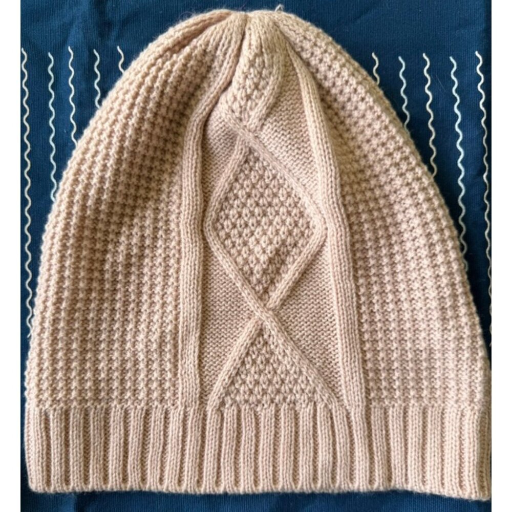 NEW Blush Pink Knit Beanie Hat | Slouchy Cable Winter | Soft Ribbed Cuff